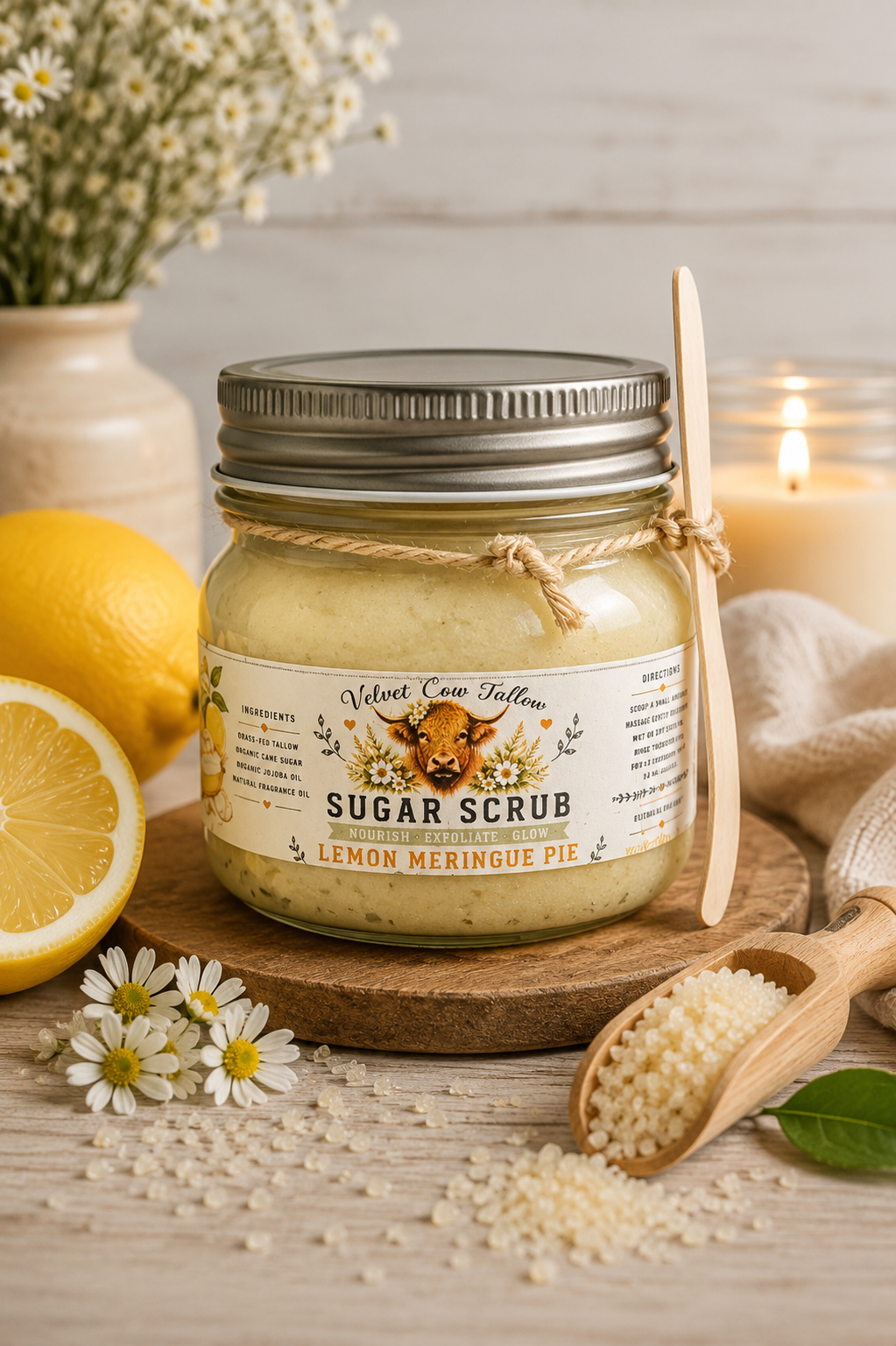 Tallow Sugar Scrub- Natural Exfoliating & Moisturizing Body Polish