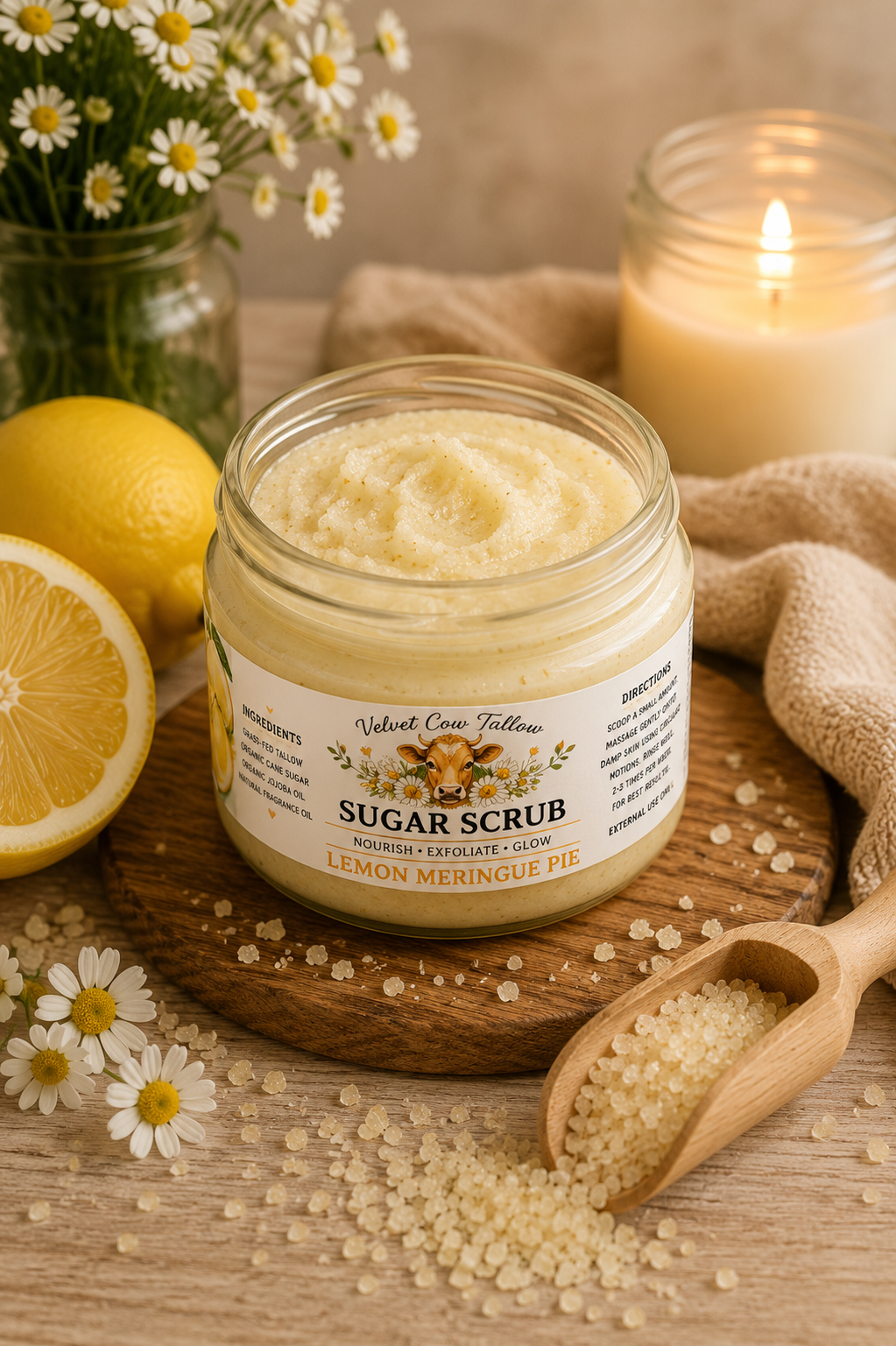 Tallow Sugar Scrub- Natural Exfoliating & Moisturizing Body Polish