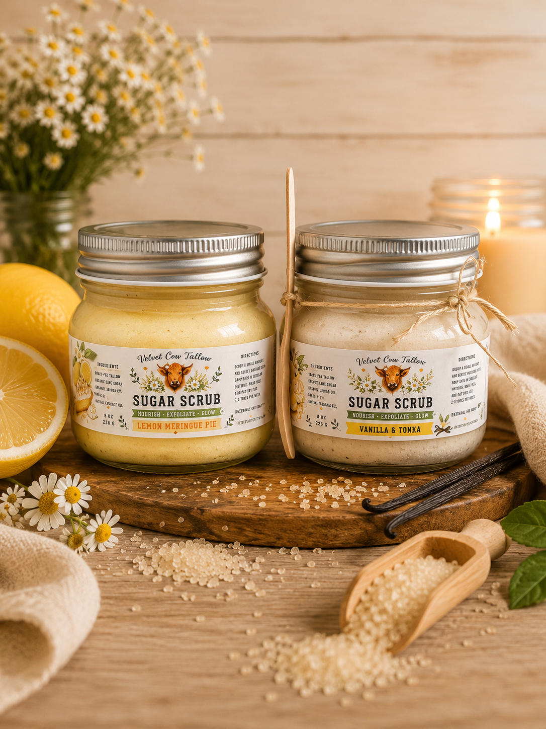Tallow Sugar Scrub- Natural Exfoliating & Moisturizing Body Polish