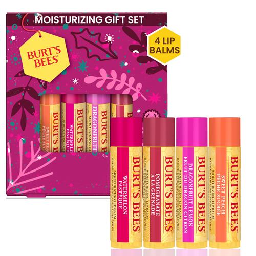 Burts Bees Lip Balm Gift Set, Beeswax Bounty Fruit Mix, Perfect Lip Balms For Gift Baskets, 4-Pack, 0.15 Oz.
