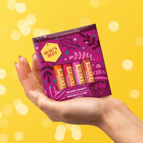 Burts Bees Lip Balm Gift Set, Beeswax Bounty Fruit Mix, Perfect Lip Balms For Gift Baskets, 4-Pack, 0.15 Oz.