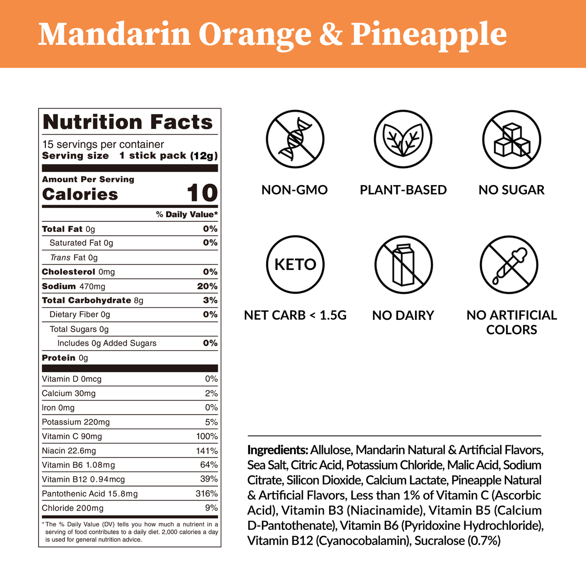 Mandarin Orange & Pineapple Electrolytes - Zero Sugar