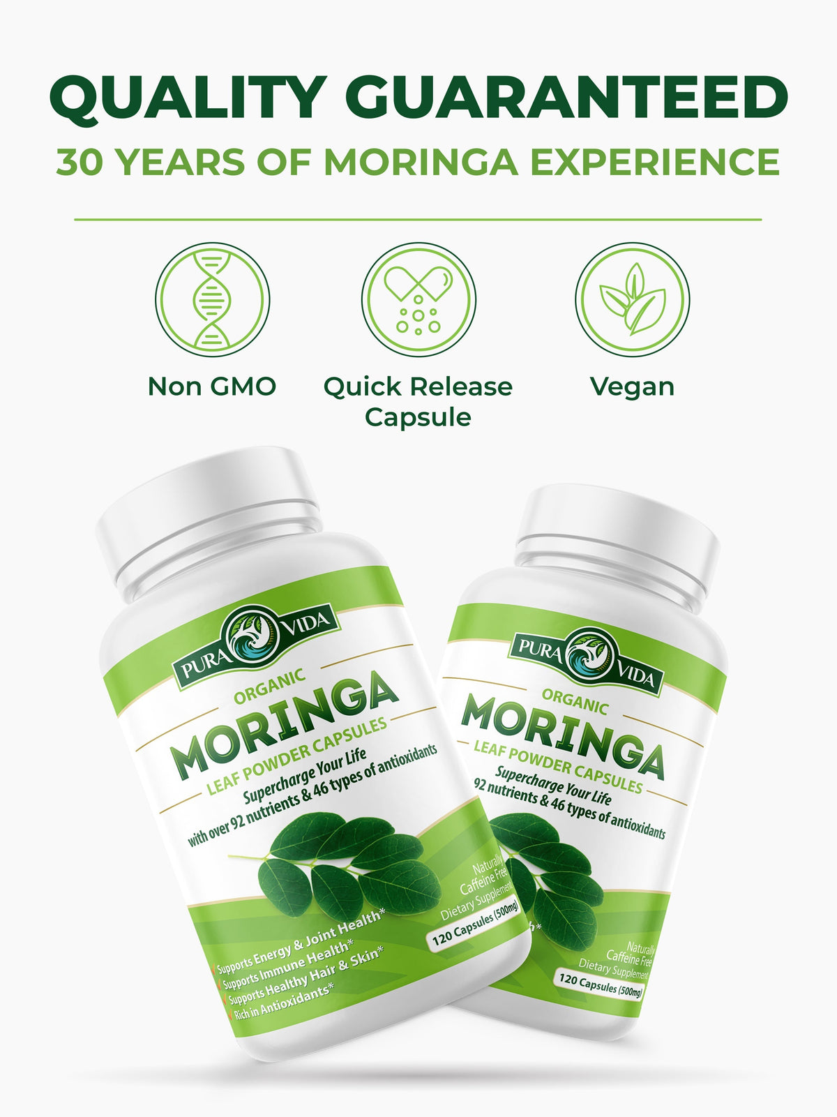 USDA Organic Moringa Capsules (120 Ct.)
