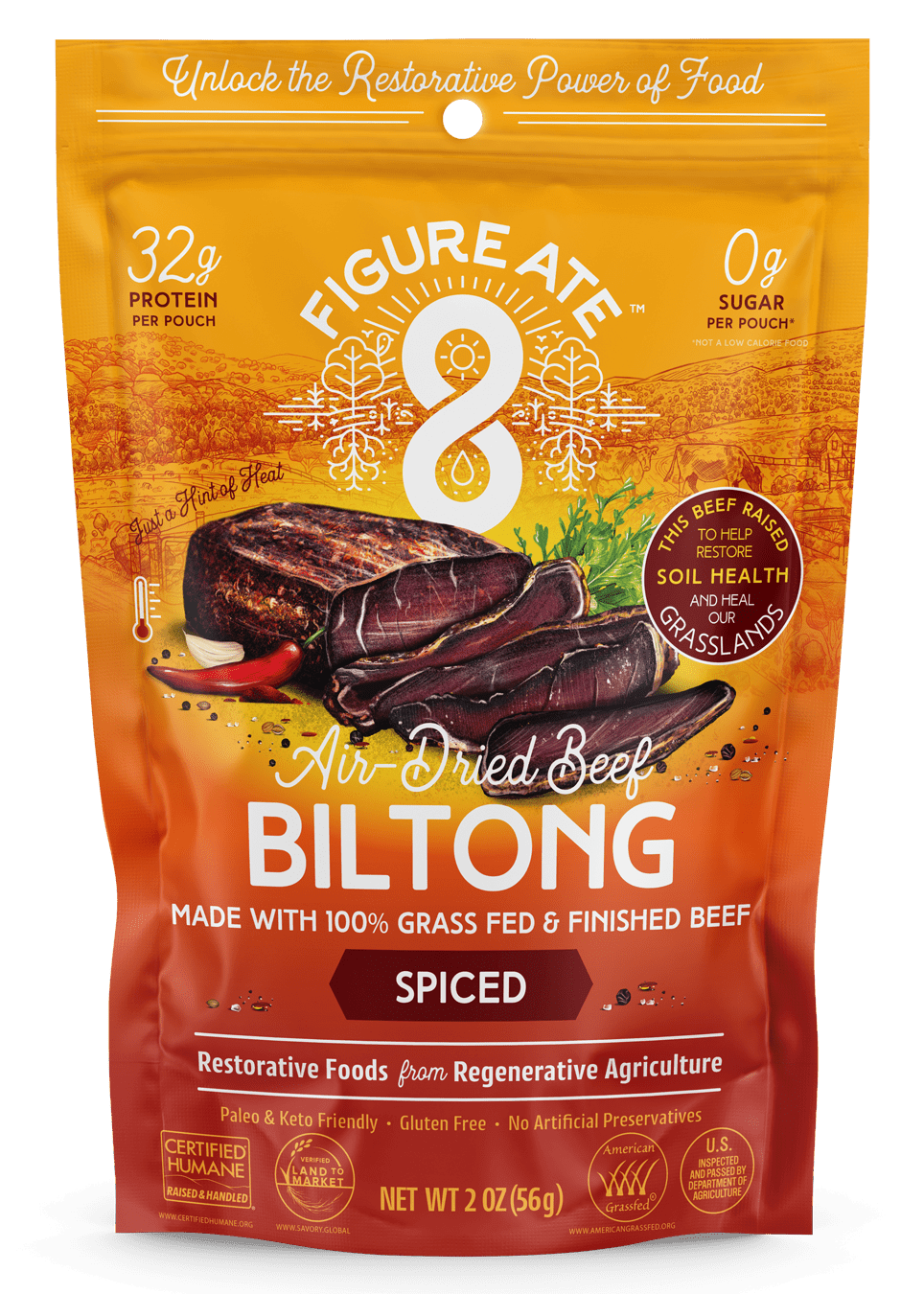 Spiced Grass Fed & Finished Beef Biltong