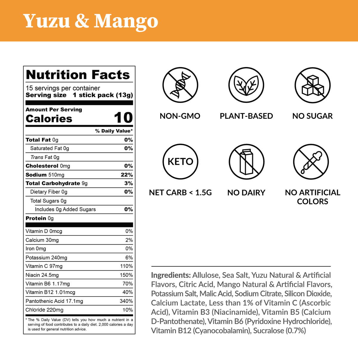 Yuzu & Mango Electrolytes - Zero Sugar